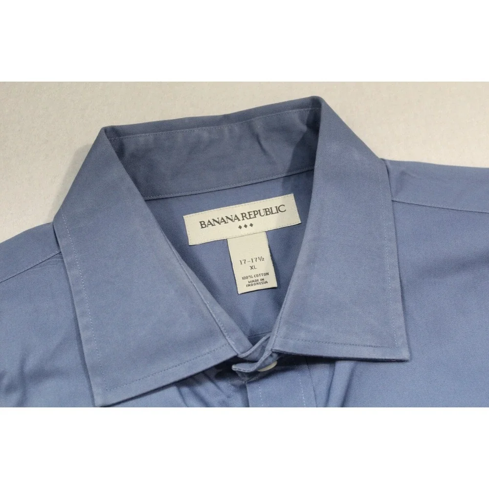 Banana‎ Republic Dress Shirt Blue Long Sleeve Button Up Mens XL 17-17.5